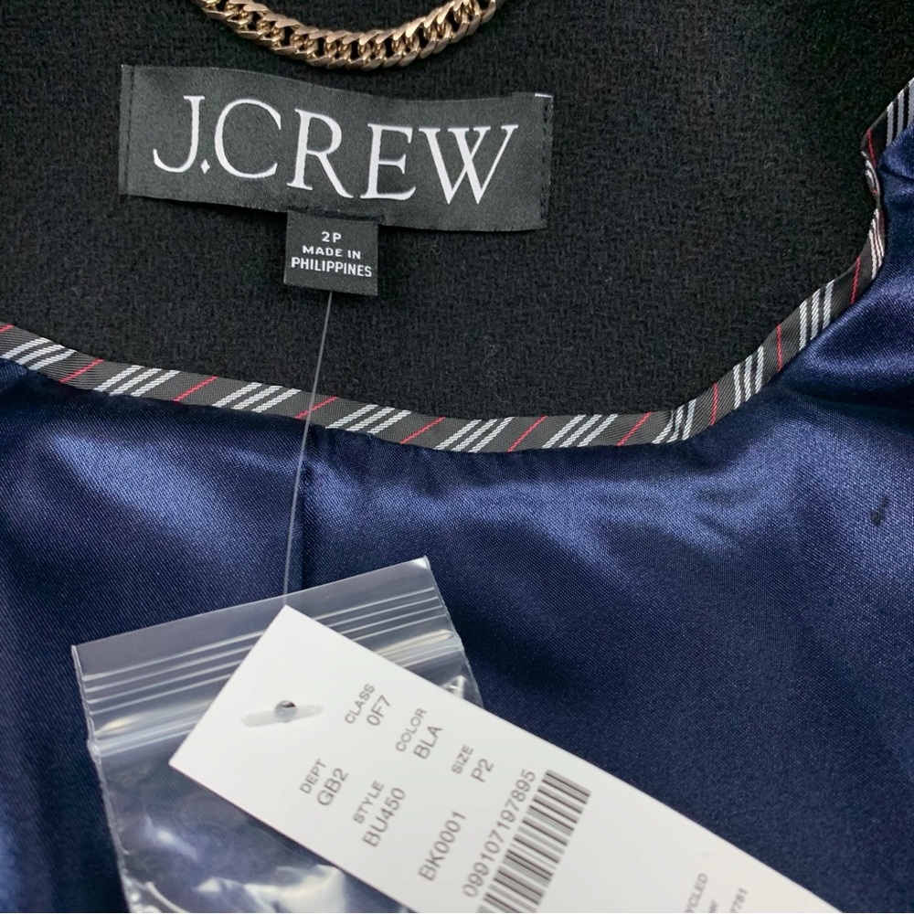 J Crew Petite Warwick topcoat in Italian stadium-cloth wool blend in black - Picture 6 of 16